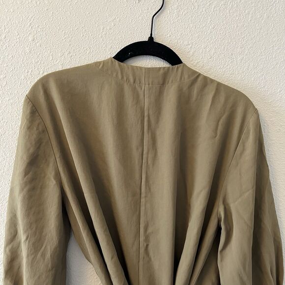 EVERLANE The Japanese GoWeave Long-Sleeve Mini Wrap Dress Size 6 Olive Green - Picture 8 of 16